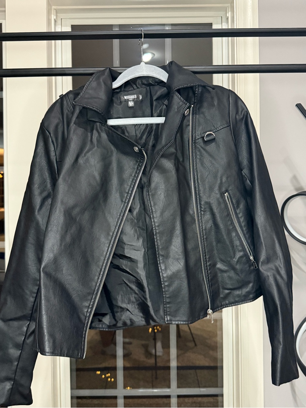 Missguided Black Faux Leather Moto Jacket